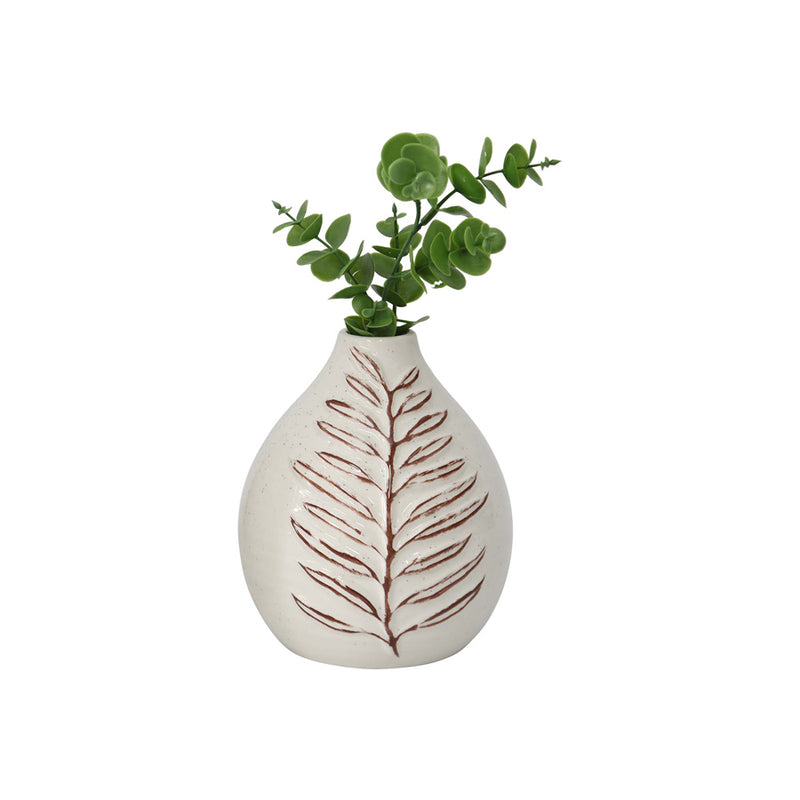 Embossed Leaf Ceramic Vase