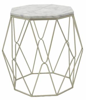 Diamond Champagne & White Marble Side Table