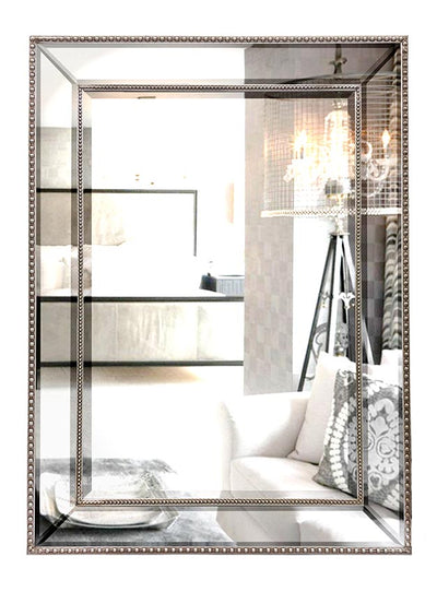 Traditional Silver Beaded Wall Mirror