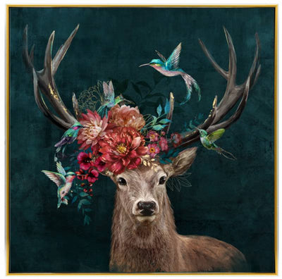 Stag's Blooming Antlers Canvas Wall-Art