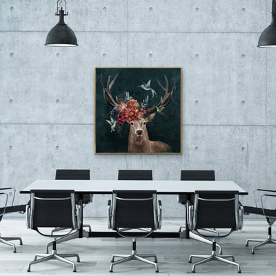 Stag's Blooming Antlers Canvas Wall-Art