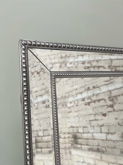 Cheval Traditional Beaded Mirror - Antique Silver