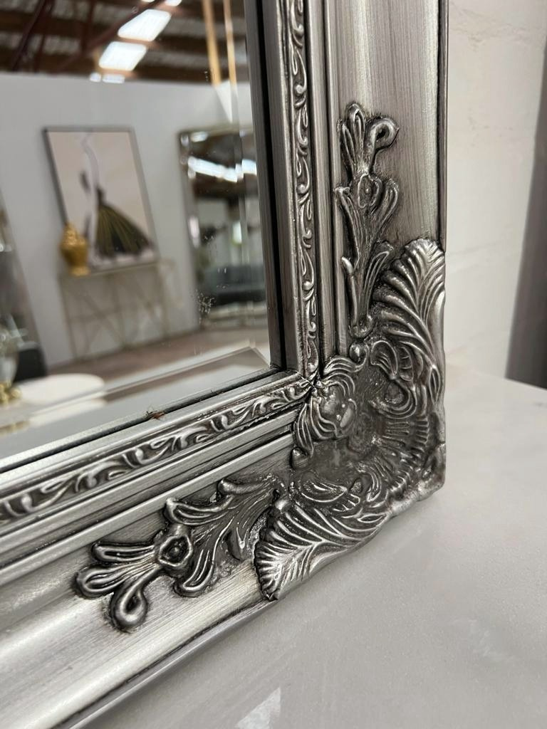 Small Ornate Mirror - Antique Silver