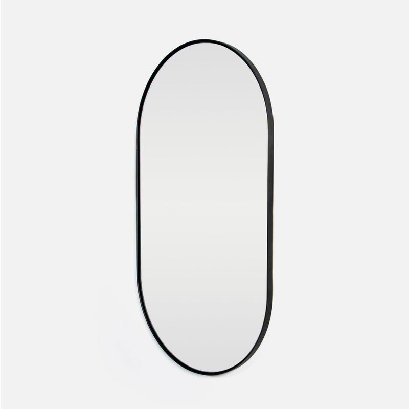 Maxi Oval Wall Mirror - Matte Black / Gold