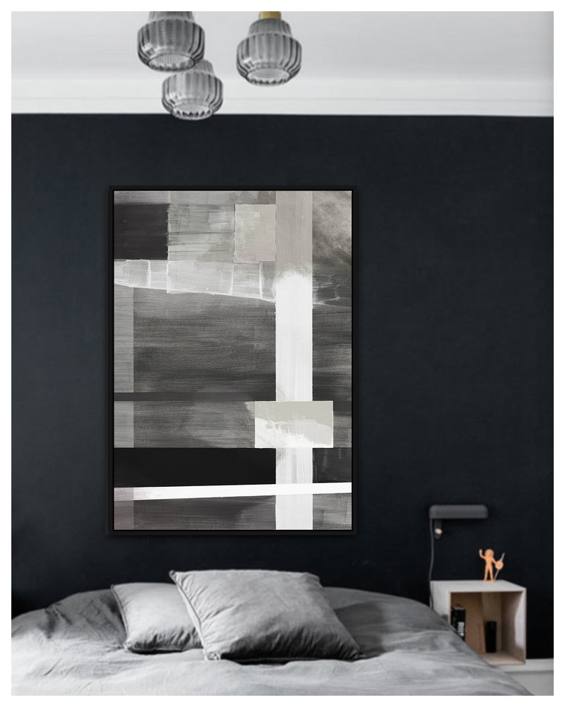 Abstract Black & White Printed Canvas