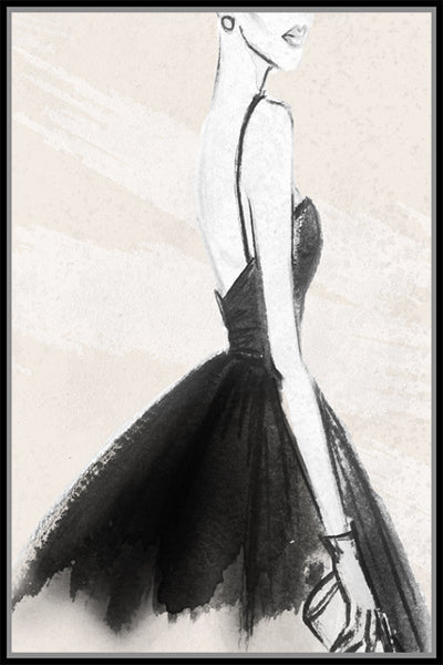 Elegant French Dress Lady Framed Printed Canvas
