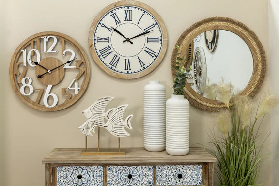 XL Hamptons Blue & White Wall Clock
