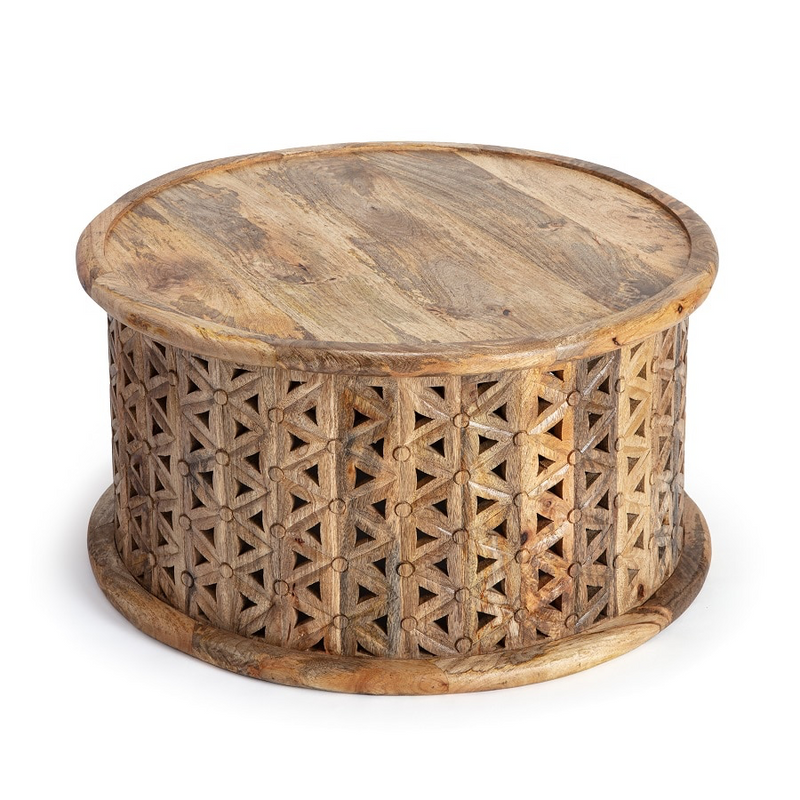 Zara Natural Mango Wood Carved Coffee Table